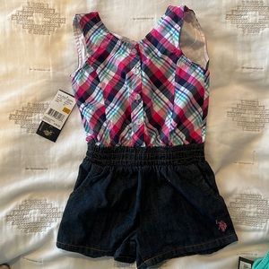 Polo open back romper - size 2T